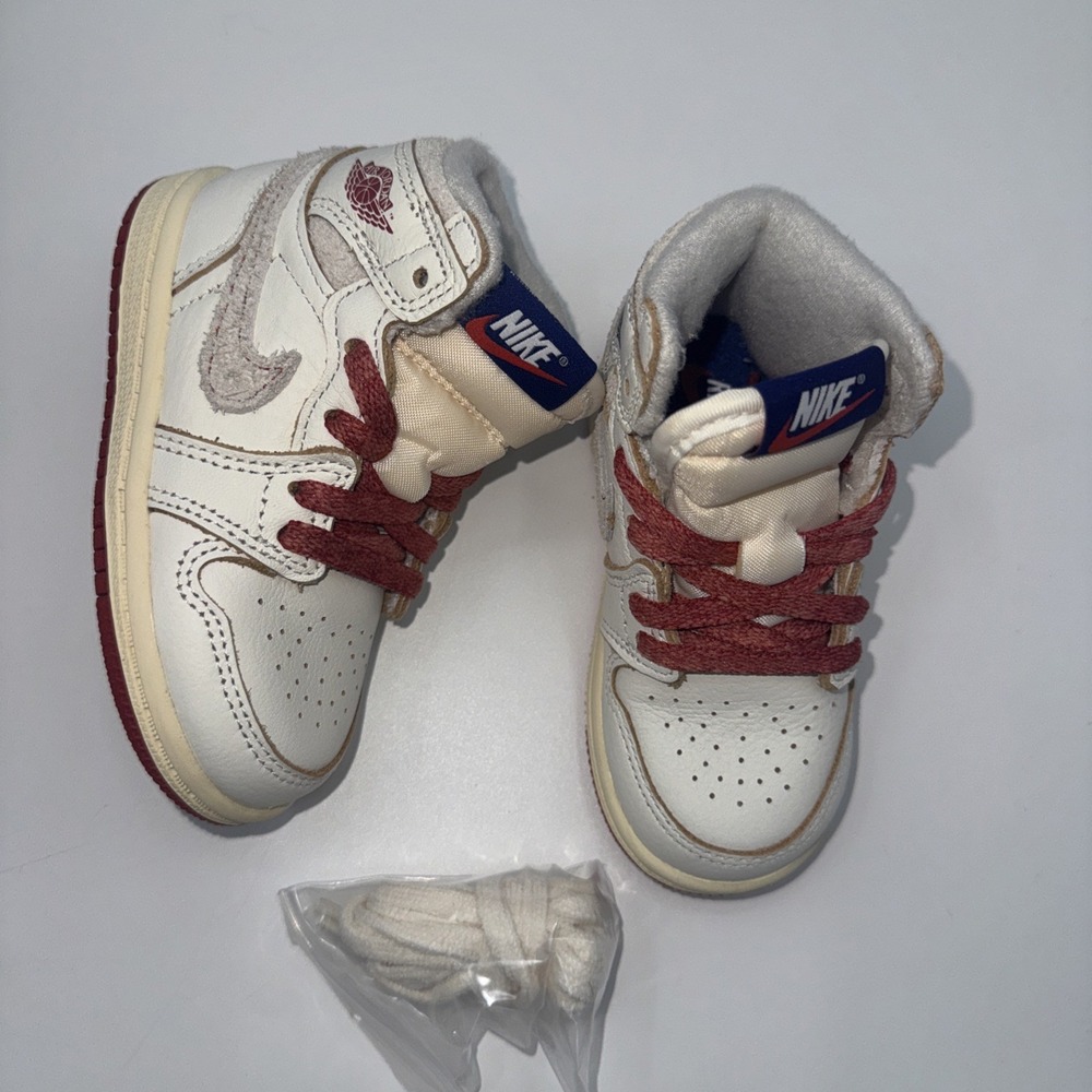 Jordan 1 Retro High OG Toddler Shoes Pale Ivory/Cinnabar New With Box Size 6c‎ - Picture 9 of 10